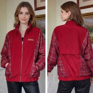 Vintage Garneau Plaid Windbreaker Bomber Jacket